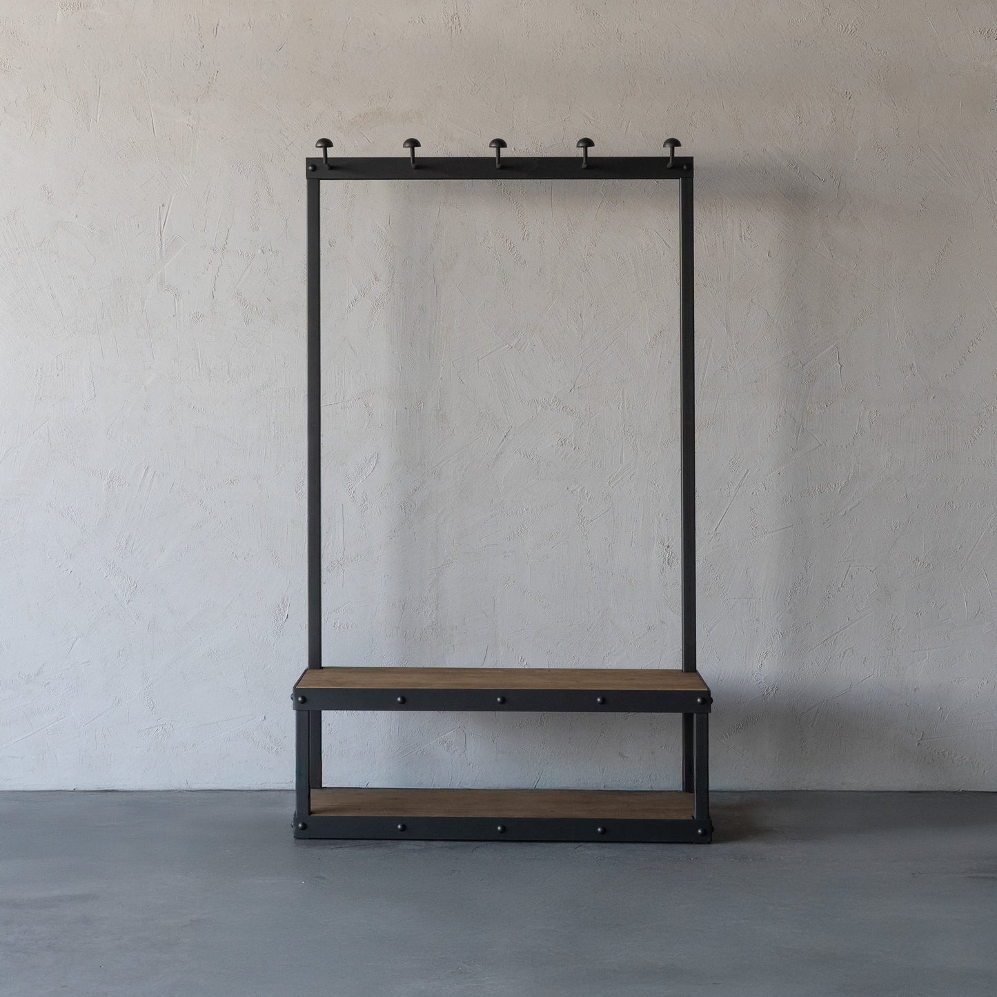 Nordic Industrial Wood & Steel Floor Goat Hanger