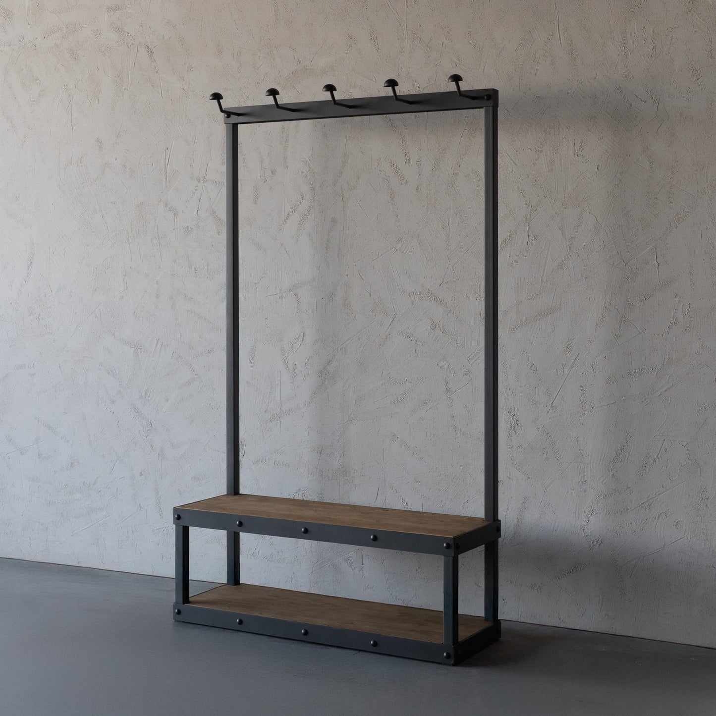 Nordic Industrial Wood & Steel Floor Goat Hanger