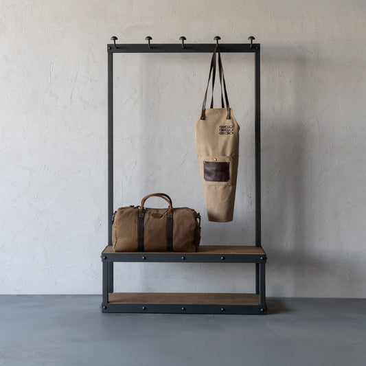 Nordic Industrial Wood & Steel Floor Goat Hanger